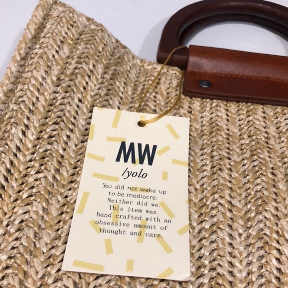 Most Wanted USALeather Trim WoodenStraw Satchel - Picture 7 of 7